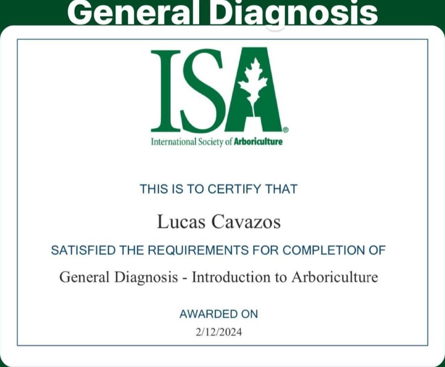 ISA certificate: General Diagnosis, awarded to Lucas Cavazos